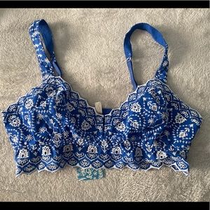 Blue Embroidered Bralette